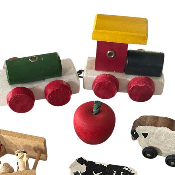 Lot of 9 Vtg Wooden Xmax Décor • Manger Scene, Snowman, Scottie Dog, Farm animal - Picture 4 of 6